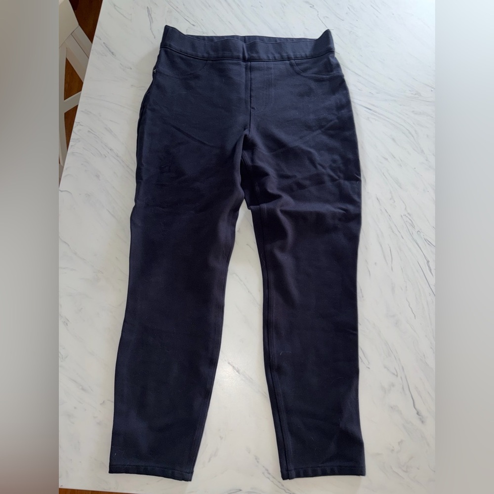 Spanx compression legging skinny cut navy blue pants slacks stretch large
